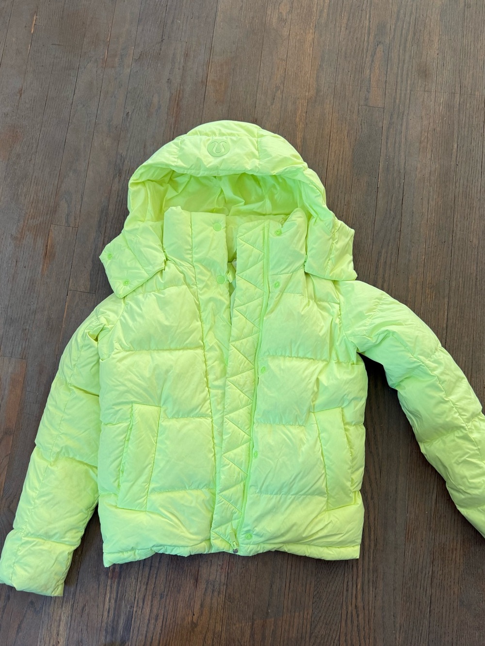 lululemon athletica Neon Lime Quilted Hooded Puffer Jacket